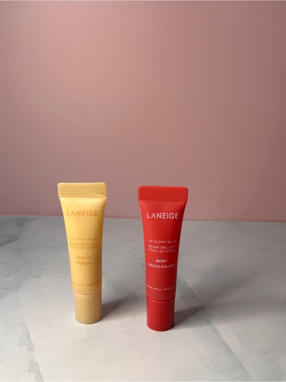LANEIGE Lip Glowy Balm Duo - Yellow Vanilla & Red Berry mini size